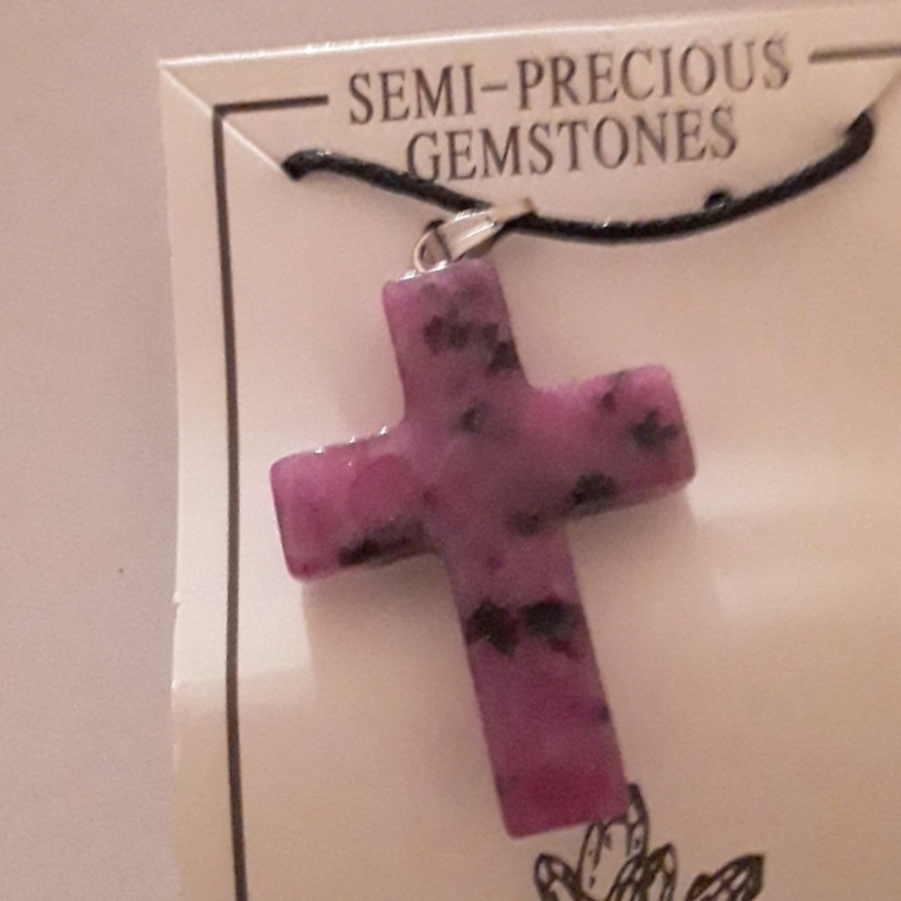Genuine Gemstone Cross Necklace